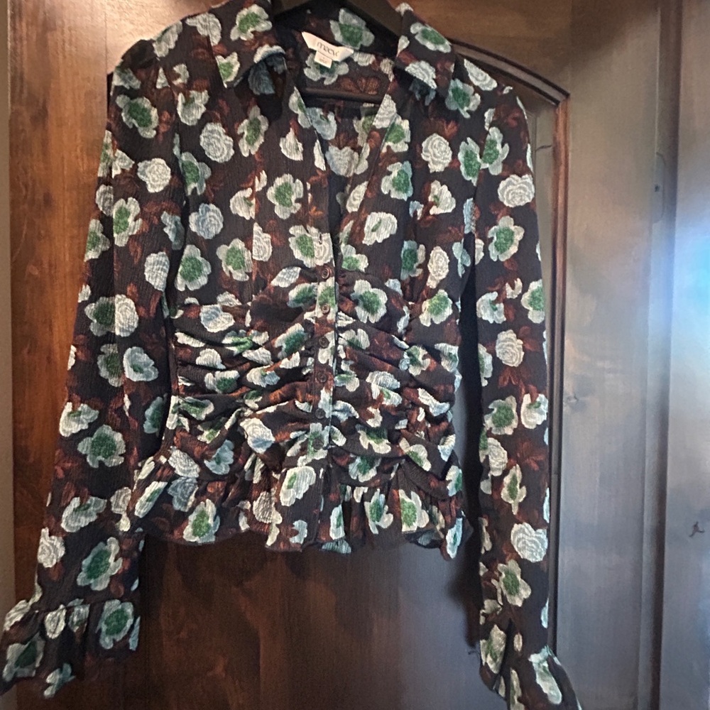 Anthropologie Maeve V Neck Ruffle Top - Picture 7 of 9